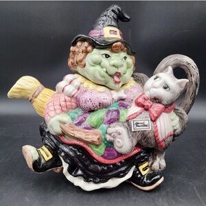Fitz & Floyd Gypsy Witch Black Teapot